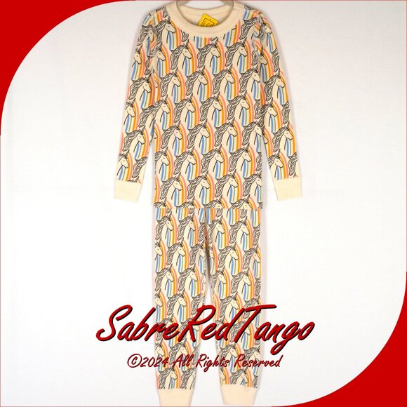 NWT Hanna Andersson Organic Long Johns Pajamas Freyja the Unicorn Print 110 5 - Picture 1 of 4